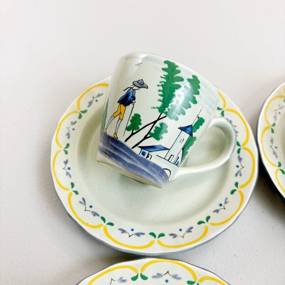 THE HALDON GROUP Normandie Cup & Saucer Set Of 4 VTG 1980 Walking Cottage Scene - Picture 4 of 16